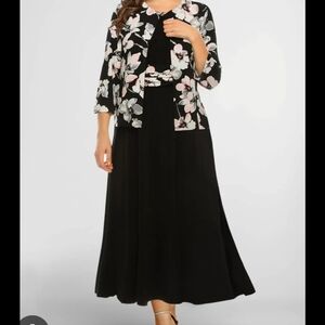 Laura Plus Size 14 2pc Floral Navy Midi Dress Wedding Special Occasion